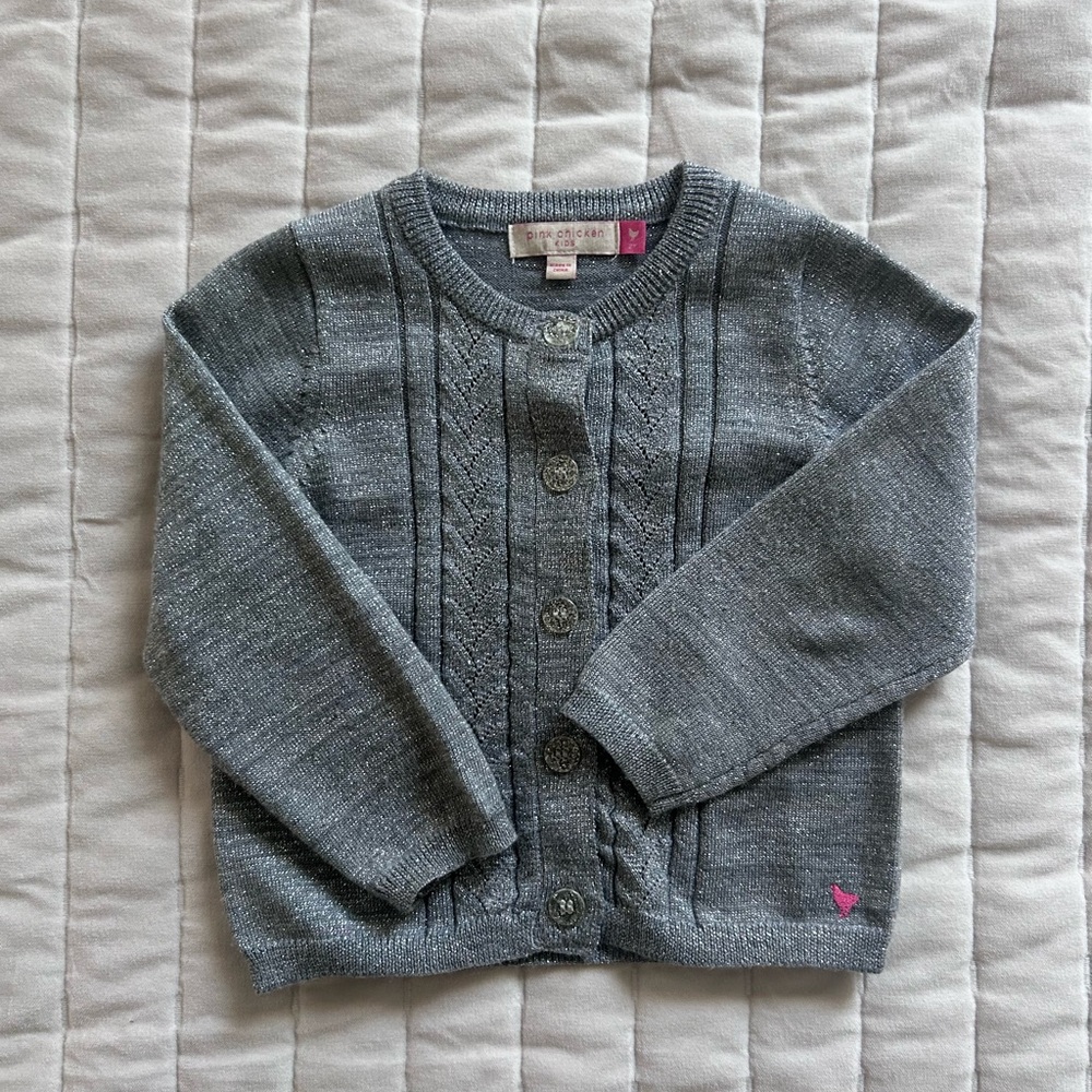 Pink Chicken Gray Kids Cardigan